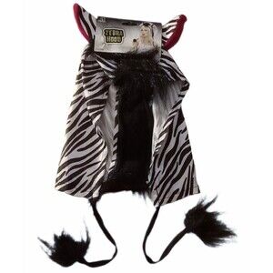 NEW Zebra Felt & Faux Fur Hood Halloween Costume Dress Up sz ONE SIZE ADULT